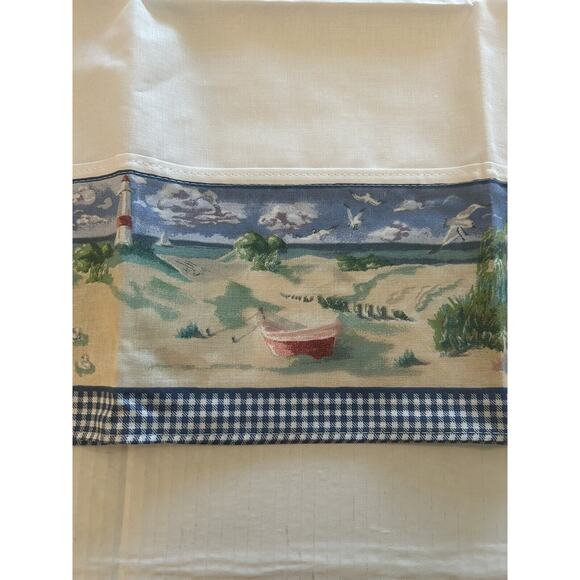 Vintage Shoreline Coastal Beach White Tailored Swag Valance A.L. Ellis NEW - Picture 4 of 4